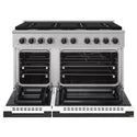 ZLINE Autograph Edition 48 in. 6.7 cu. ft. Marino Double Oven Dual Fuel Range with 8 Burner Gas Cooktop in Stainless Steel with White Matte Door and Matte Black Accents (MDRZ-WM-48-MB)