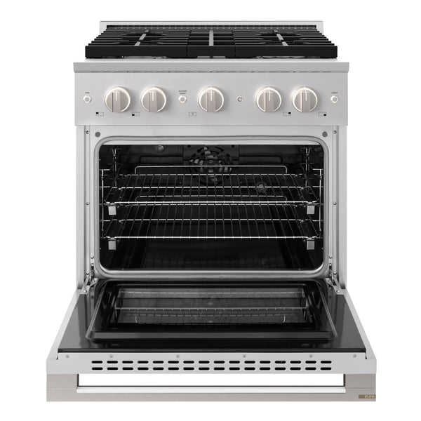 ZLINE 30 in. 4.2 cu. ft. Marino Dual Fuel Range with Gas Cooktop and Electric Convection Oven in Stainless Steel with 4 Brass Burners (MDR-BR-30)