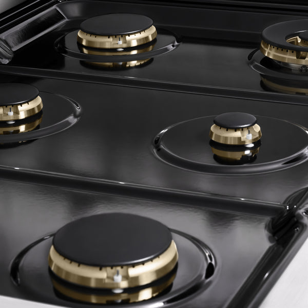 ZLINE 36 in. 5.2 cu. ft. Marino Dual Fuel Range with Gas Cooktop and Electric Convection Oven in Stainless Steel with 6 Brass Burners (MDR-BR-36)