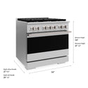 ZLINE 36 in. 5.2 cu. ft. Marino Dual Fuel Range with Gas Cooktop and Electric Convection Oven in Stainless Steel with 6 Brass Burners (MDR-BR-36)