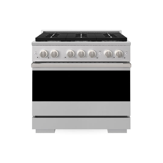 ZLINE 36 in. 5.2 cu. ft. Marino Dual Fuel Range with Gas Cooktop and Electric Convection Oven in Stainless Steel with 6 Brass Burners (MDR-BR-36)