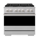ZLINE 36 in. 5.2 cu. ft. Marino Dual Fuel Range with Gas Cooktop and Electric Convection Oven in Stainless Steel with 6 Brass Burners (MDR-BR-36)