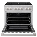 ZLINE 36 in. 5.2 cu. ft. Marino Dual Fuel Range with 6 Burner Gas Cooktop and Electric Convection Oven in Stainless Steel with White Matte Door (MDR-WM-36)