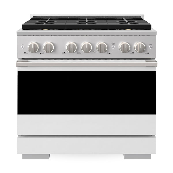 ZLINE 36 in. 5.2 cu. ft. Marino Dual Fuel Range with 6 Burner DuoPro™ Cooktop and Electric Convection Oven with White Matte Door (PMDR-WM-36)