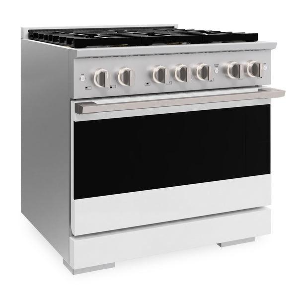 ZLINE 36 in. 5.2 cu. ft. Marino Dual Fuel Range with 6 Burner DuoPro™ Cooktop and Electric Convection Oven with White Matte Door (PMDR-WM-36)