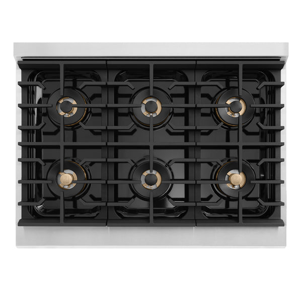 ZLINE 36 in. 5.2 cu. ft. Marino Dual Fuel Range with 6 Burner DuoPro™ Cooktop and Electric Convection Oven with White Matte Door (PMDR-WM-36)