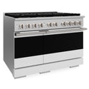 ZLINE 48 in. 6.7 cu. ft. Marino Dual Fuel Range with 8 Burner DuoPro™ Cooktop and Dual Ovens with White Matte Doors (PMDR-WM-48)
