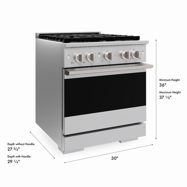 ZLINE 30 in. 4.2 cu. ft. Marino Dual Fuel Range with 4 Burner DuoPro™ Cooktop and Electric Convection Oven in Stainless Steel (PMDR30)