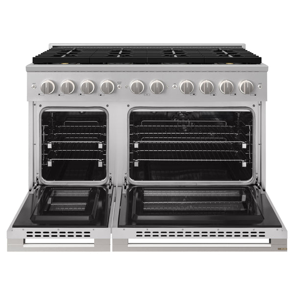 ZLINE 48 in. 6.7 cu. ft. Marino Dual Fuel Range with 8 Burner DuoPro™ Cooktop and Dual Ovens in Stainless Steel (PMDR48)