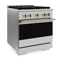 ZLINE Autograph Edition 30 in. 4.2 cu. ft. Marino Dual Fuel Range with 4 Burner DuoPro™ Cooktop and Electric Convection Oven in Stainless Steel with Champagne Bronze Accents (PMDRZ-30-CB)