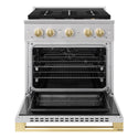 ZLINE Autograph Edition 30 in. 4.2 cu. ft. Marino Dual Fuel Range with 4 Burner DuoPro™ Cooktop and Electric Convection Oven in Stainless Steel with Polished Gold Accents (PMDRZ-30-G)