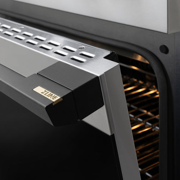 ZLINE Autograph Edition 36 in. 5.2 cu. ft. Marino Dual Fuel Range with 6 Burner DuoPro™ Cooktop and Electric Convection Oven in Stainless Steel and Matte Black Accents (PMDRZ-36-MB)