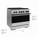 ZLINE Autograph Edition 36 in. 5.2 cu. ft. Marino Dual Fuel Range with 6 Burner DuoPro™ Cooktop and Electric Convection Oven in Stainless Steel and Matte Black Accents (PMDRZ-36-MB)