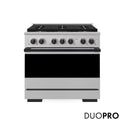 ZLINE Autograph Edition 36 in. 5.2 cu. ft. Marino Dual Fuel Range with 6 Burner DuoPro™ Cooktop and Electric Convection Oven in Stainless Steel and Matte Black Accents (PMDRZ-36-MB)