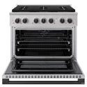 ZLINE Autograph Edition 36 in. 5.2 cu. ft. Marino Dual Fuel Range with 6 Burner DuoPro™ Cooktop and Electric Convection Oven in Stainless Steel and Matte Black Accents (PMDRZ-36-MB)
