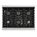 ZLINE Autograph Edition 36 in. 5.2 cu. ft. Marino Dual Fuel Range with 6 Burner DuoPro™ Cooktop and Electric Convection Oven in Stainless Steel and Matte Black Accents (PMDRZ-36-MB)