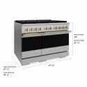 ZLINE Autograph Edition 48 in. 6.7 cu. ft. Marino Dual Fuel Range with 8 Burner DuoPro™ Cooktop and Dual Ovens in Stainless Steel and Champagne Bronze Accents (PMDRZ-48-CB)