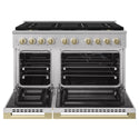 ZLINE Autograph Edition 48 in. 6.7 cu. ft. Marino Dual Fuel Range with 8 Burner DuoPro™ Cooktop and Dual Ovens in Stainless Steel and Champagne Bronze Accents (PMDRZ-48-CB)