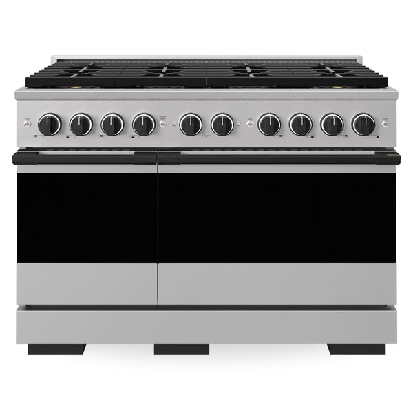ZLINE Autograph Edition 48 in. 6.7 cu. ft. Marino Dual Fuel Range with 8 Burner DuoPro™ Cooktop and Dual Ovens in Stainless Steel and Matte Black Accents (PMDRZ-48-MB)