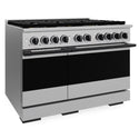 ZLINE Autograph Edition 48 in. 6.7 cu. ft. Marino Dual Fuel Range with 8 Burner DuoPro™ Cooktop and Dual Ovens in Stainless Steel and Matte Black Accents (PMDRZ-48-MB)