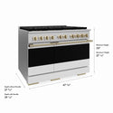 ZLINE Autograph Edition 48 in. 6.7 cu. ft. Marino Dual Fuel Range with 8 Burner DuoPro™ Cooktop and Dual Ovens with White Matte Doors and Champagne Bronze Accents (PMDRZ-WM-48-CB)