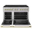 ZLINE Autograph Edition 48 in. 6.7 cu. ft. Marino Dual Fuel Range with 8 Burner DuoPro™ Cooktop and Dual Ovens with White Matte Doors and Champagne Bronze Accents (PMDRZ-WM-48-CB)