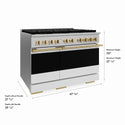 ZLINE Autograph Edition 48 in. 6.7 cu. ft. Marino Dual Fuel Range with 8 Burner DuoPro™ Cooktop and Dual Ovens with White Matte Doors and Polished Gold Accents (PMDRZ-WM-48-G)