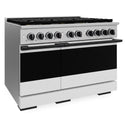 ZLINE Autograph Edition 48 in. 6.7 cu. ft. Marino Dual Fuel Range with 8 Burner DuoPro™ Cooktop and Dual Ovens with White Matte Doors and Matte Black Accents (PMDRZ-WM-48-MB)