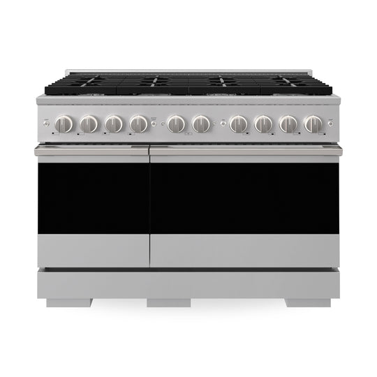 ZLINE 48 in. 6.7 cu. ft. Marino Dual Fuel Range with 8 Burner Gas Cooktop and Dual Ovens in Stainless Steel (MDR48)