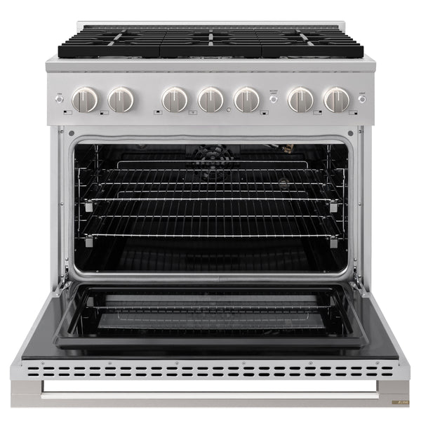 ZLINE 36 in. 5.2 cu. ft. Marino Gas Range with Convection Gas Oven in Stainless Steel with 6 Brass Burners (MGR-BR-36)