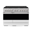 ZLINE 48 in. 6.7 cu. ft. Marino Double Oven Gas Range with 8 Burner Cooktop in Stainless Steel with White Matte Doors (MGR-WM-48)