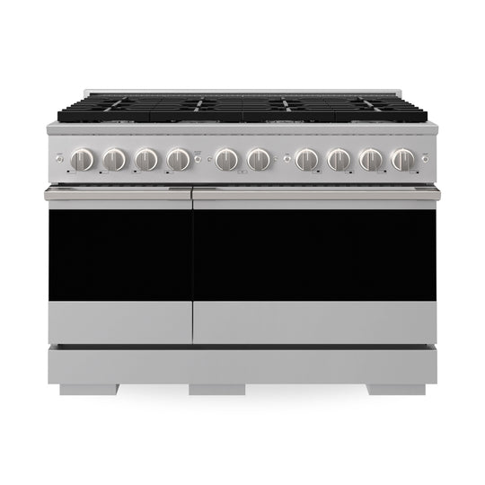 ZLINE 48 in. 6.7 cu. ft. Marino Double Oven Gas Range with 8 Burner Cooktop in Stainless Steel (MGR48)