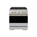 ZLINE Autograph Edition 30 in. 4.2 cu. ft. Marino Gas Range with 4 Burner Cooktop and Convection Gas Oven in Stainless Steel and Champagne Bronze Accents (MGRZ-30-CB)