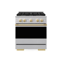 ZLINE Autograph Edition 30 in. 4.2 cu. ft. Marino Gas Range with 4 Burner Cooktop and Convection Gas Oven in Stainless Steel and Polished Gold Accents (MGRZ-30-G)