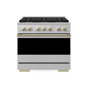 ZLINE Autograph Edition 36 in. 5.2 cu. ft. Marino Gas Range with 6 Burner Cooktop and Convection Gas Oven in Stainless Steel and Champagne Bronze Accents (MGRZ-36-CB)
