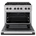 ZLINE Autograph Edition 36 in. 5.2 cu. ft. Marino Gas Range with 6 Burner Cooktop and Convection Gas Oven in Stainless Steel and Matte Black Accents (MGRZ-36-MB)