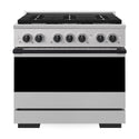 ZLINE Autograph Edition 36 in. 5.2 cu. ft. Marino Gas Range with 6 Burner Cooktop and Convection Gas Oven in Stainless Steel and Matte Black Accents (MGRZ-36-MB)