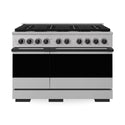 ZLINE Autograph Edition 48 in. 6.7 cu. ft. Marino Double Oven Gas Range with 8 Burner Cooktop in Stainless Steel and Matte Black Accents (MGRZ-48-MB)