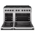 ZLINE Autograph Edition 48 in. 6.7 cu. ft. Marino Double Oven Gas Range with 8 Burner Cooktop in Stainless Steel and Matte Black Accents (MGRZ-48-MB)