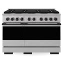 ZLINE Autograph Edition 48 in. 6.7 cu. ft. Marino Double Oven Gas Range with 8 Burner Cooktop in Stainless Steel and Matte Black Accents (MGRZ-48-MB)