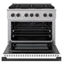 ZLINE Autograph Edition 36 in. 5.2 cu. ft. Marino Gas Range with 6 Burner Cooktop and Convection Gas Oven in Stainless Steel with White Matte Door and Matte Black Accents (MGRZ-WM-36-MB)