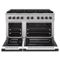 ZLINE Autograph Edition 48 in. 6.7 cu. ft. Marino Double Oven Gas Range with 8 Burner Cooktop in Stainless Steel with White Matte Doors and Matte Black Accents (MGRZ-WM-48-MB)