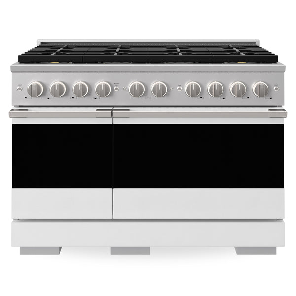 ZLINE 48 in. 6.7 cu. ft. Marino Gas Range with 8 Burner DuoPro™ Cooktop and Dual Ovens with White Matte Doors (PMGR-WM-48)