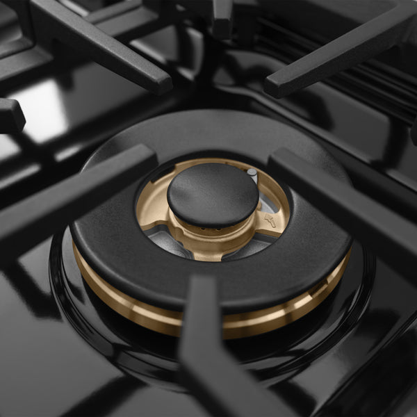 ZLINE Autograph Edition 30 in. 4.2 cu. ft. Marino Gas Range with 4 Burner DuoPro™ Cooktop and Convection Gas Oven in Stainless Steel with Champagne Bronze Accents (PMGRZ-30-CB)