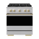 ZLINE Autograph Edition 30 in. 4.2 cu. ft. Marino Gas Range with 4 Burner DuoPro™ Cooktop and Convection Gas Oven in Stainless Steel with Champagne Bronze Accents (PMGRZ-30-CB)