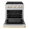 ZLINE Autograph Edition 30 in. 4.2 cu. ft. Marino Gas Range with 4 Burner DuoPro™ Cooktop and Convection Gas Oven in Stainless Steel with Polished Gold Accents (PMGRZ-30-G)