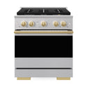 ZLINE Autograph Edition 30 in. 4.2 cu. ft. Marino Gas Range with 4 Burner DuoPro™ Cooktop and Convection Gas Oven in Stainless Steel with Polished Gold Accents (PMGRZ-30-G)