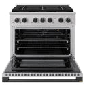 ZLINE Autograph Edition 36 in. 5.2 cu. ft. Marino Gas Range with 6 Burner DuoPro™ Cooktop and Convection Gas Oven in Stainless Steel and Matte Black Accents (PMGRZ-36-MB)