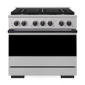 ZLINE Autograph Edition 36 in. 5.2 cu. ft. Marino Gas Range with 6 Burner DuoPro™ Cooktop and Convection Gas Oven in Stainless Steel and Matte Black Accents (PMGRZ-36-MB)