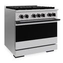 ZLINE Autograph Edition 36 in. 5.2 cu. ft. Marino Gas Range with 6 Burner DuoPro™ Cooktop and Convection Gas Oven in Stainless Steel and Matte Black Accents (PMGRZ-36-MB)